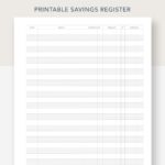 Printable Savings Register PDF File Prints On 8 1 2 X 11 Inch Paper Etsy