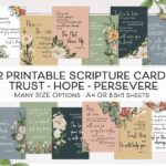 Printable Scripture Cards Trust Hope Persevere Bible Verse Cards Christian Encouragement Notes Bible Memory Cards Bible Bookmark Etsy