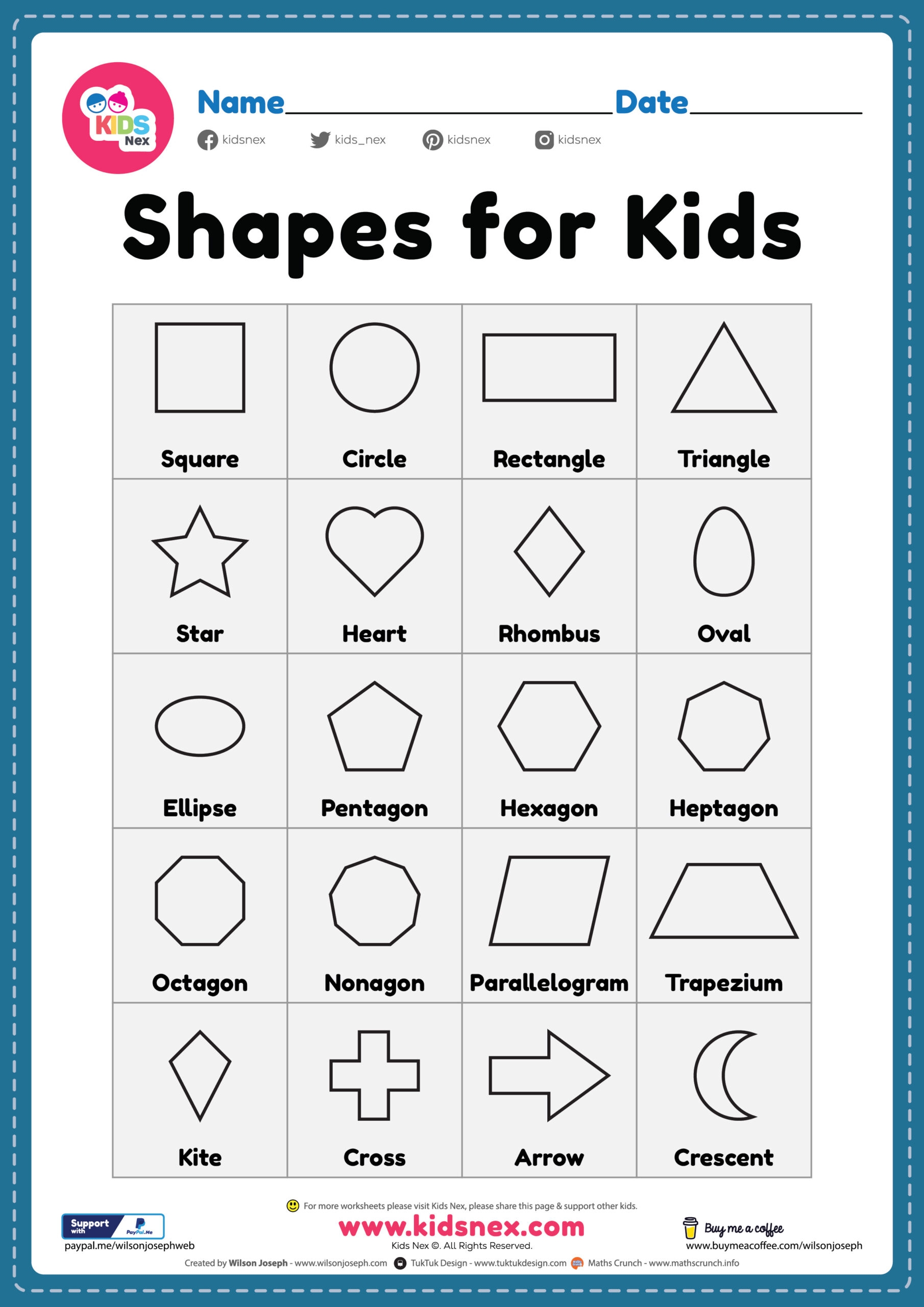 shapes preschool worksheets printables
