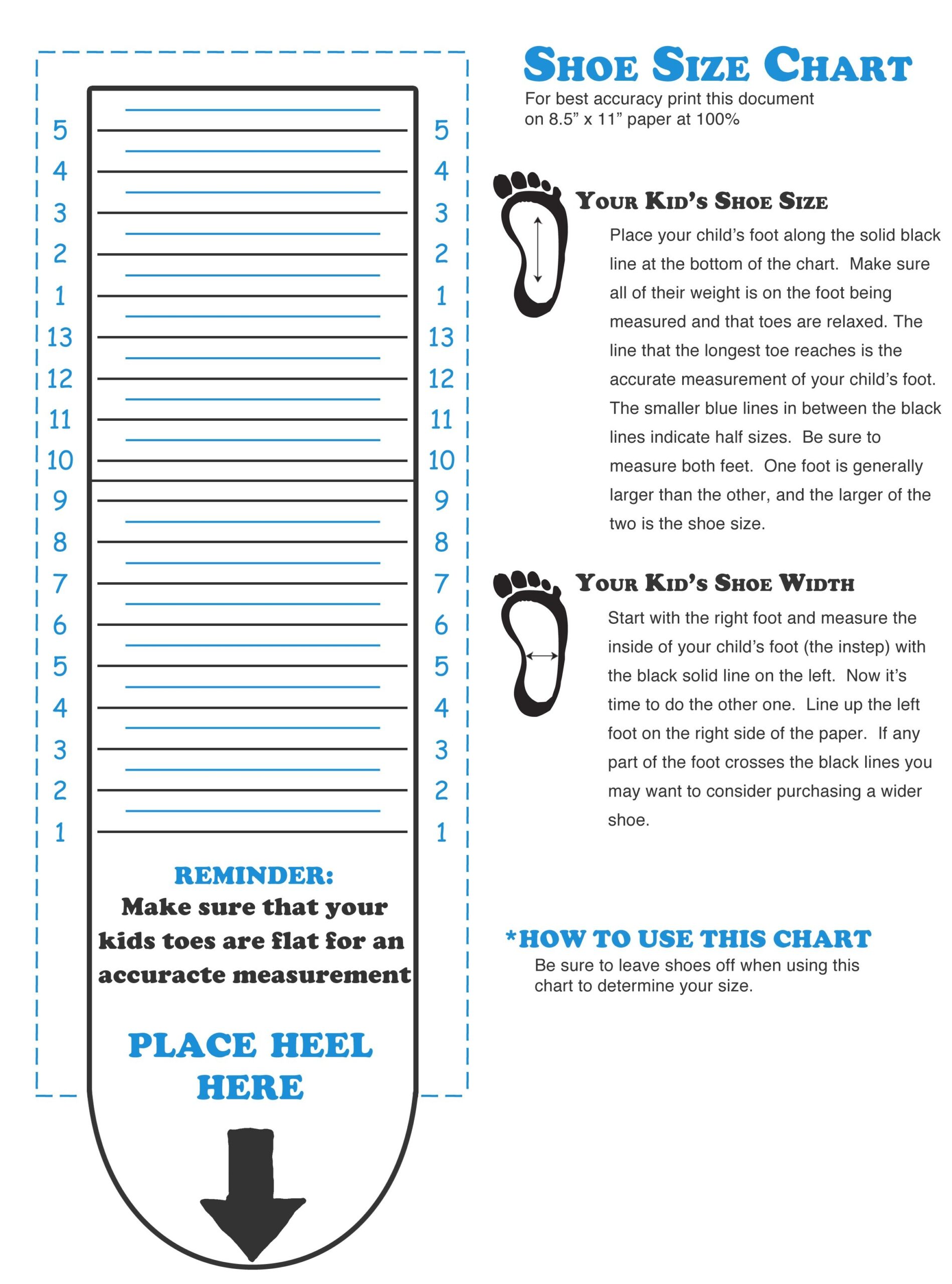 printable kids shoe size chart printable kids shoe size chart