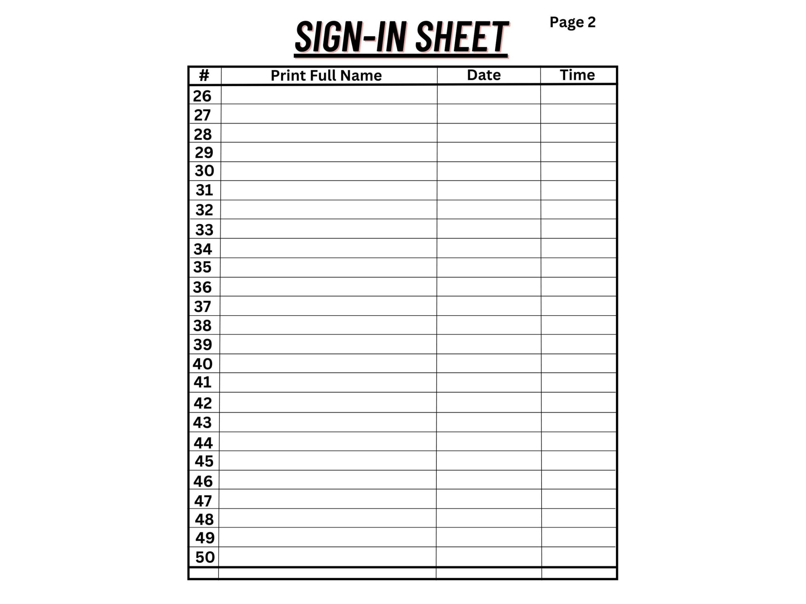 printable sign in sheet printable sign in sheet