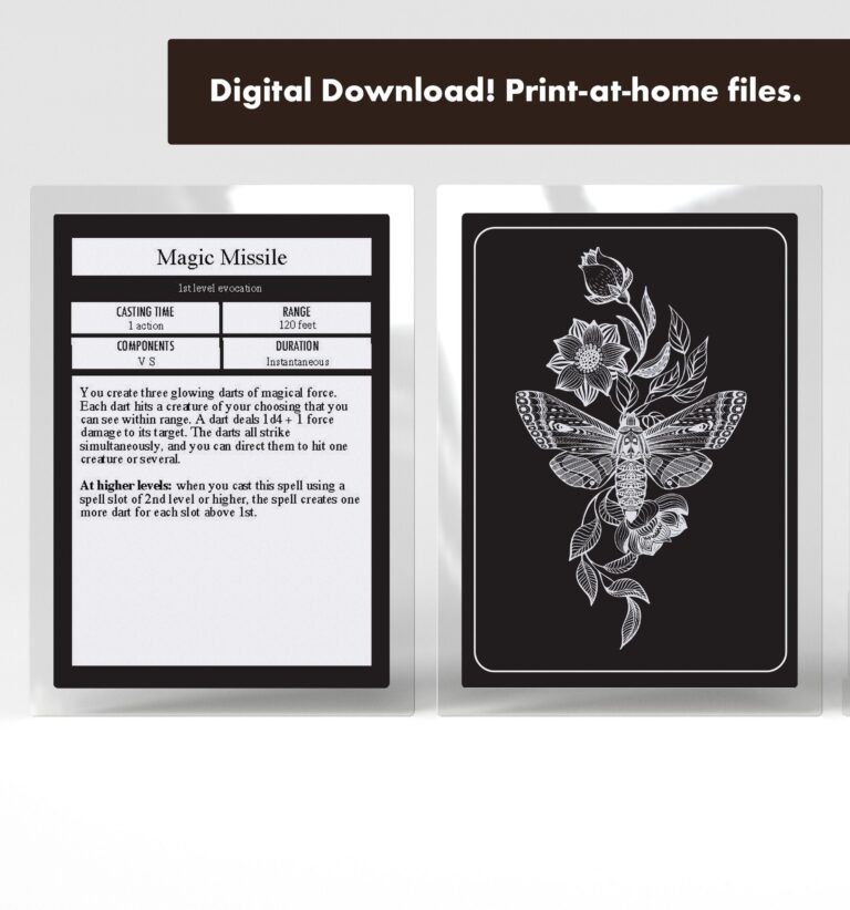 Printable Spell Cards Dnd 5e PDF Fillable Digital Download Dungeons And Dragons Etsy