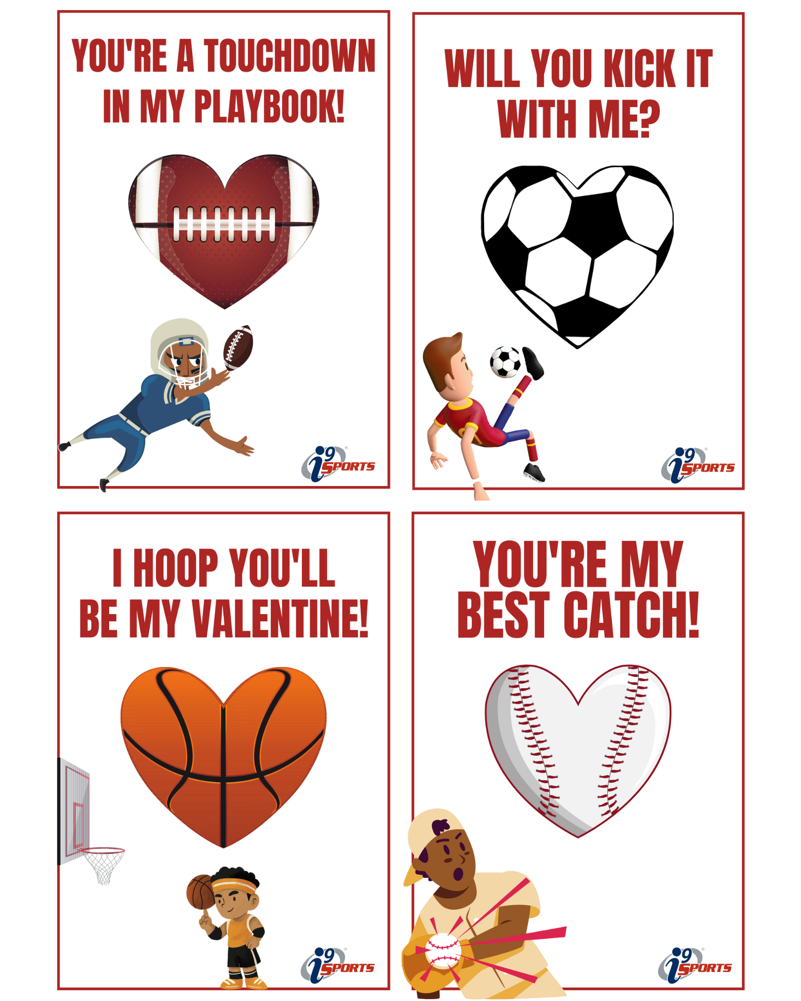 Printable Sports Themed Valentine s Day Cards I9 Sports 