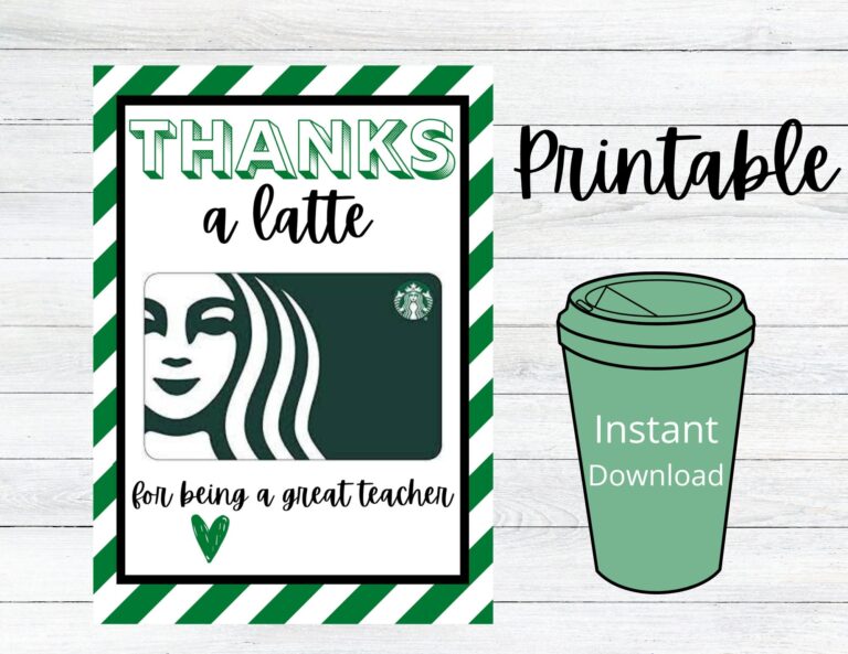 PRINTABLE Starbucks Gift Card Holder Teacher Appreciation End Of School Year School Is Out Summer Break Teacher Thank You