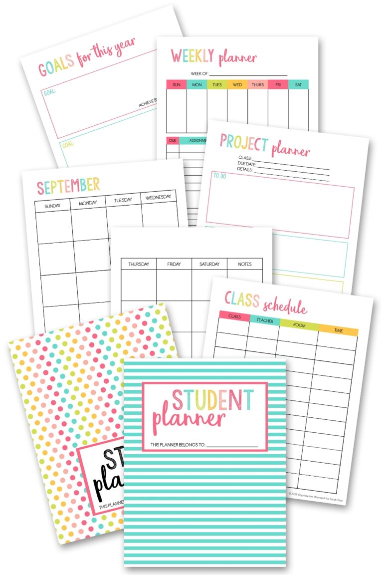 Printable Student Planner 46 Pages Sarah Titus