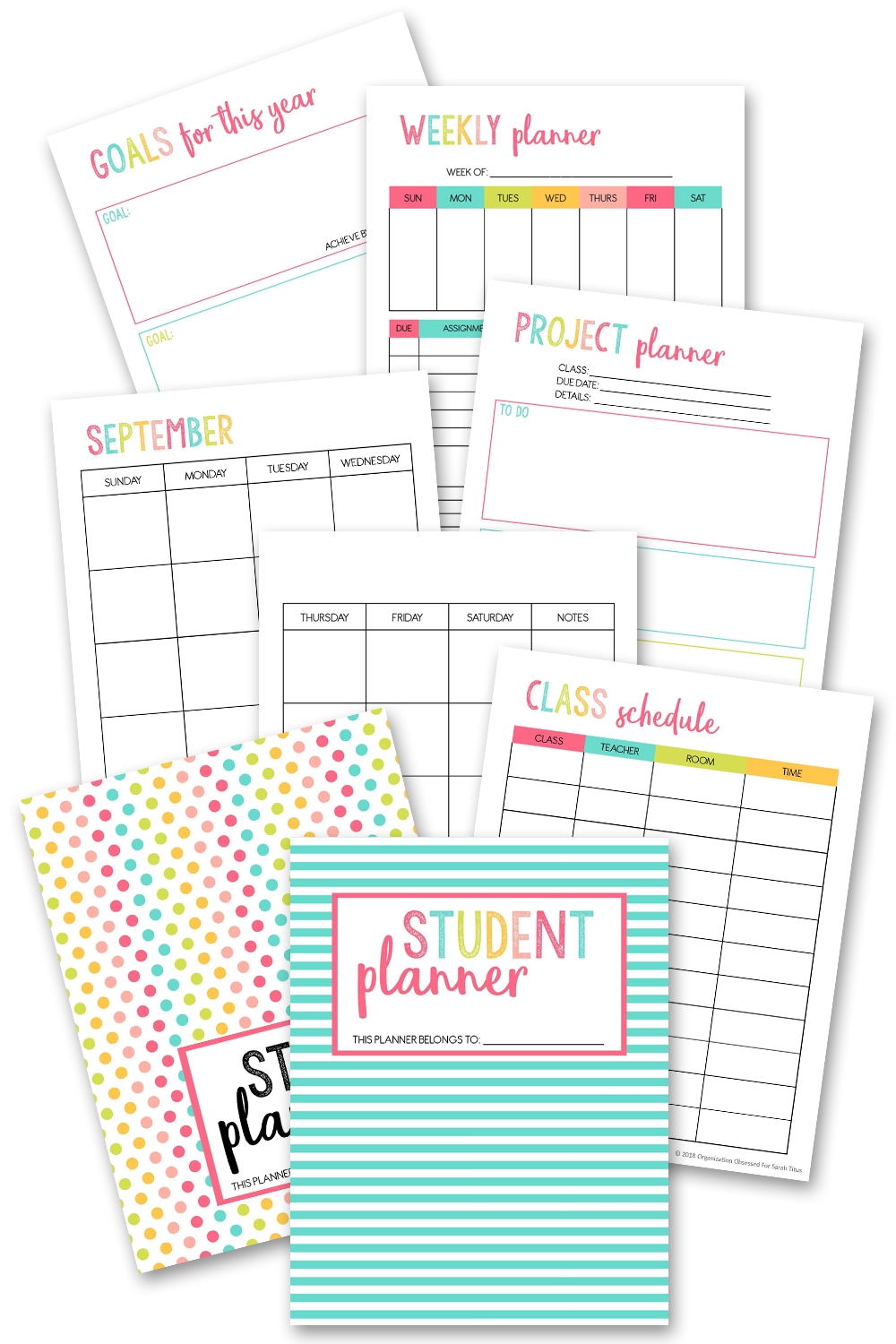 Printable Student Planner 46 Pages Sarah Titus