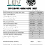 Printable Super Bowl Party Props Sheet Sports Gambling Podcast