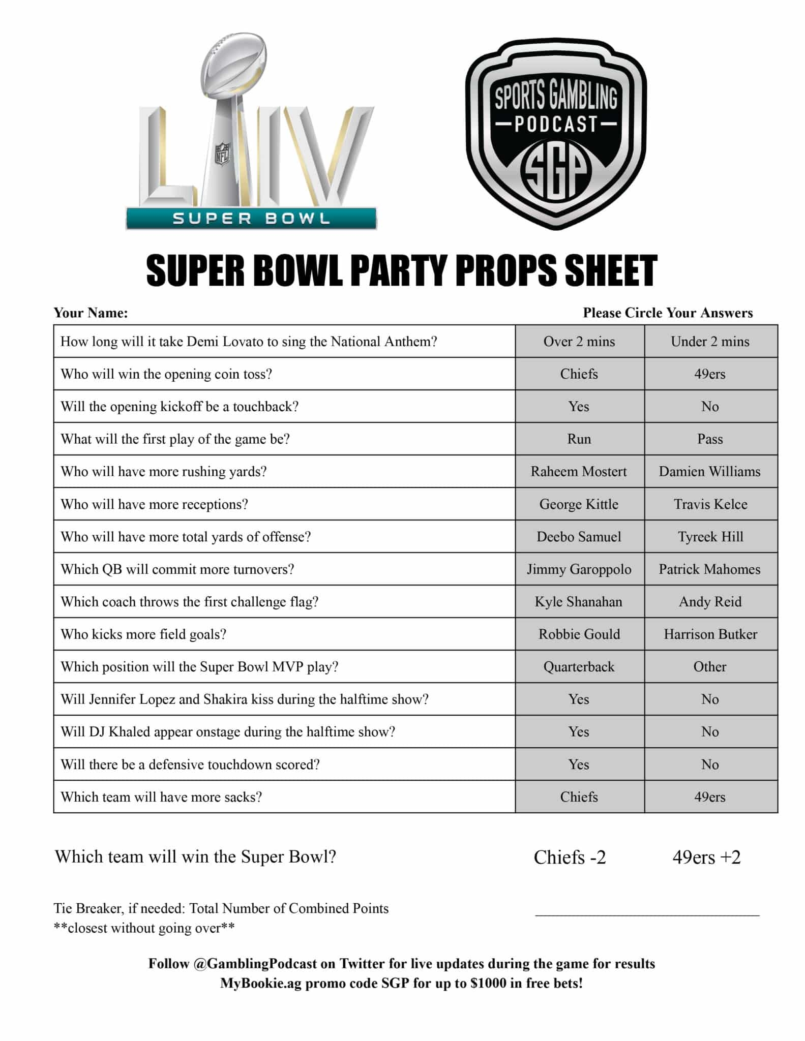 fun super bowl prop bets printable