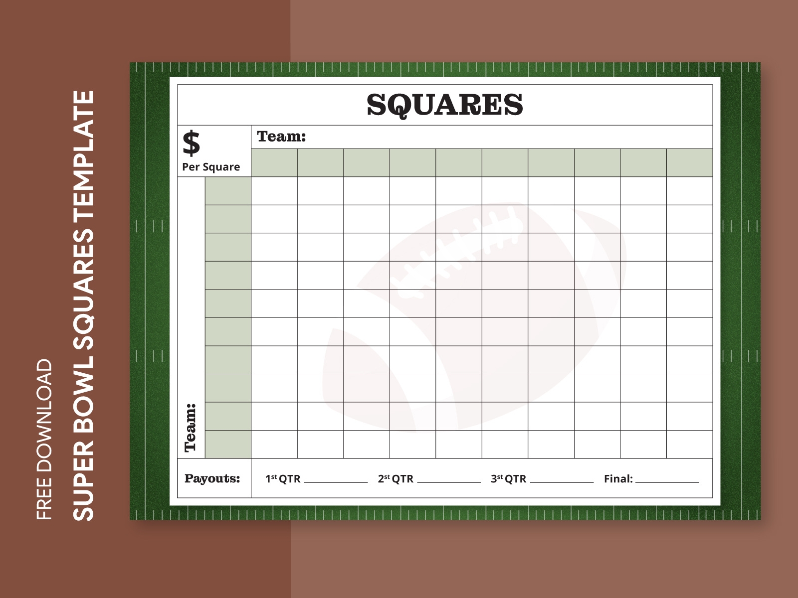 Printable Super Bowl Squares Free Google Docs Template By Gdoc On 