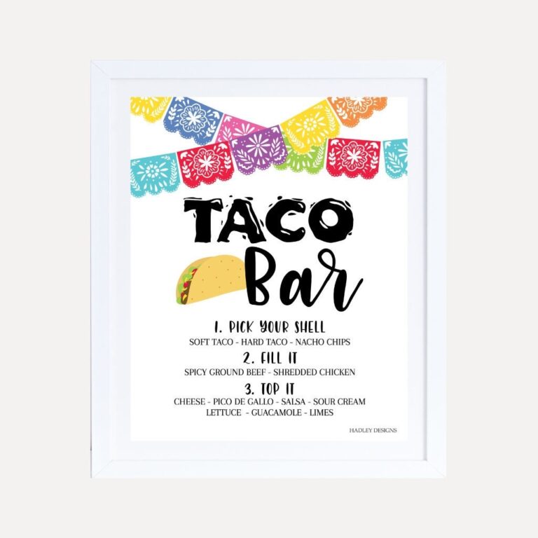 Printable Taco Bar Sign Template Editable Mexican Buffet Sign 