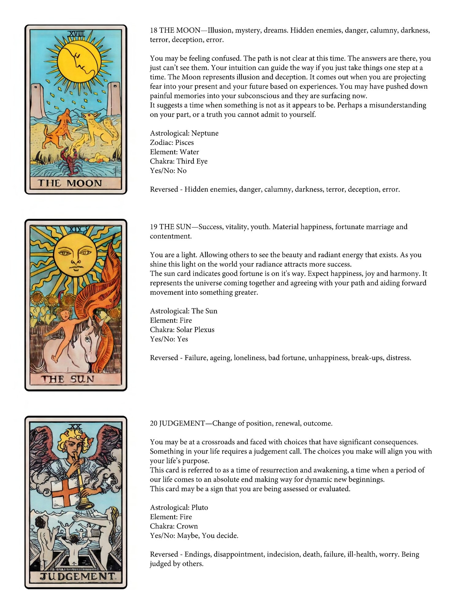 Printable Tarot Cards And Guidebook Worksheets Library