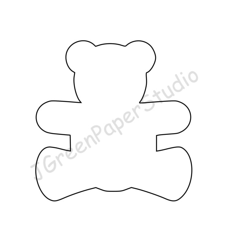 Printable Teddy Bear Template PDF Digital Download Teddy Kids Coloring Page Crafts Stencil 7 Inch Teddy Bear Printable Etsy New Zealand