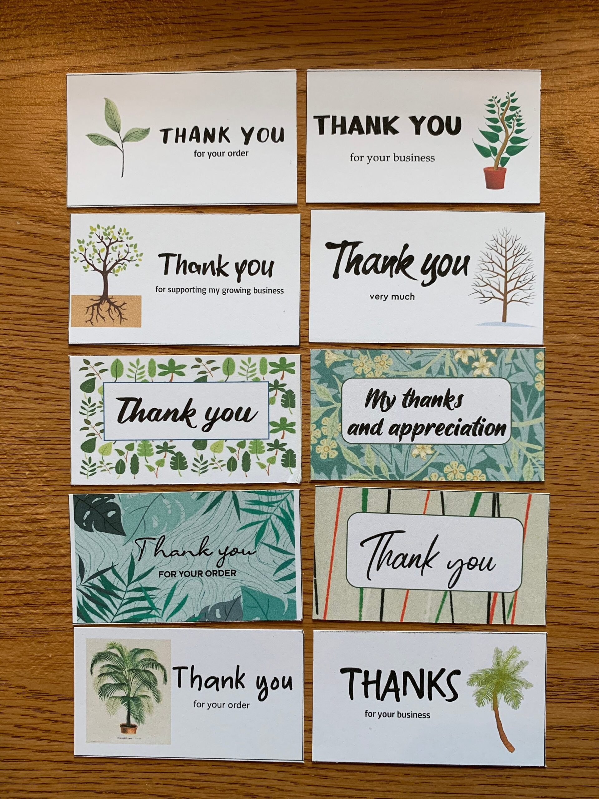 Printable THANK YOU For Your Order Cards Set Of 10 Mini Cards 