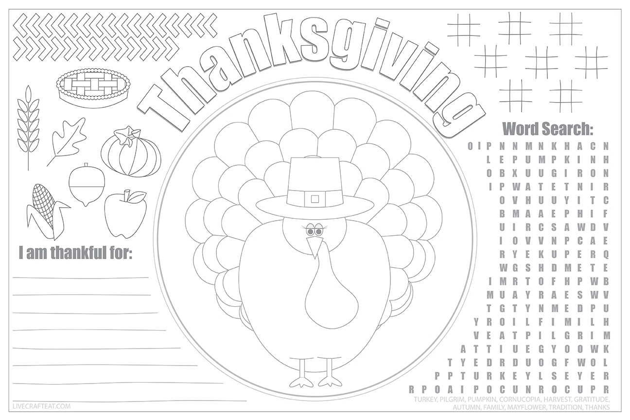 Printable Thanksgiving Placemats For Kids Free Live Craft Eat Printable Thanksgiving Placemats For Kids Free Live Craft Eat