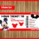 Printable Ticket To Disneyland Surprise Trip Birthday Gift Disneyland EDITABLE Text Mickey Mouse INSTANT DOWNLOAD