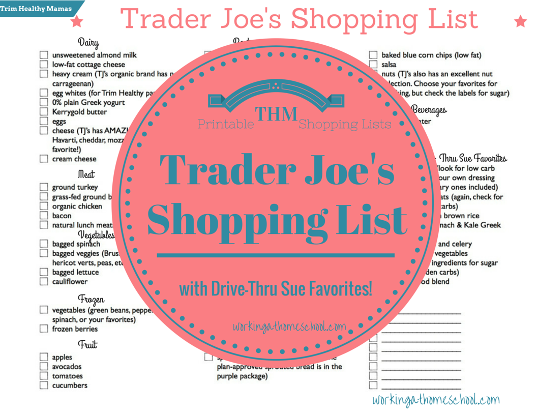 Printable Trim Healthy Mama Shopping List For Trader Joe s Printable Trim Healthy Mama Shopping List For Trader Joe s