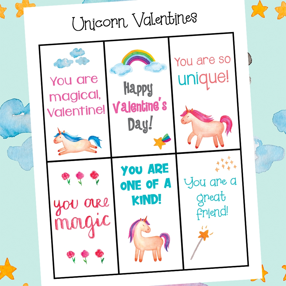Printable Unicorn Valentines Day Cards Natural Beach Living