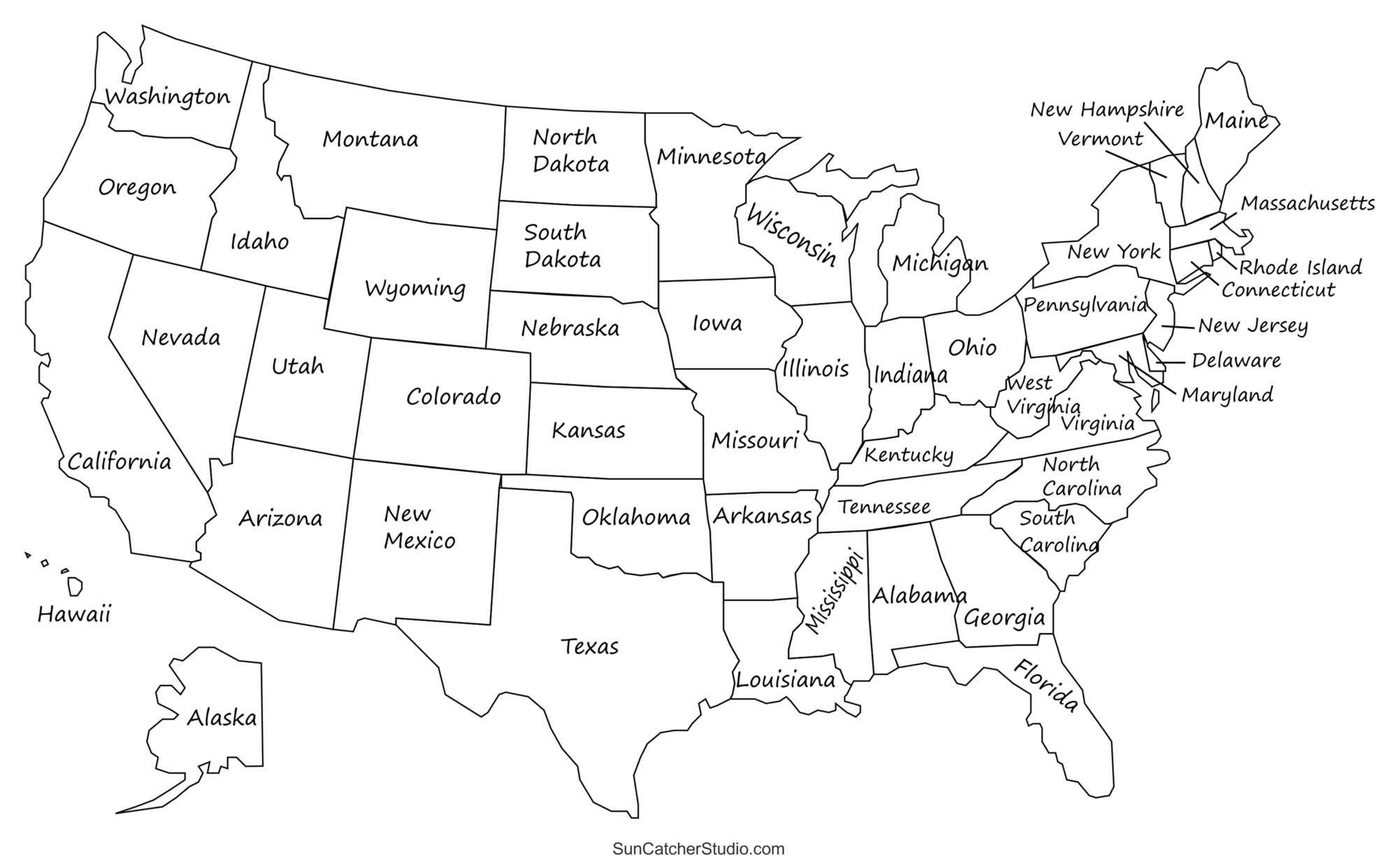 printable list of 50 states