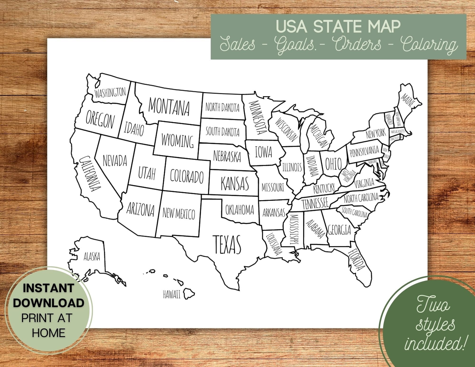 Printable USA Map Coloring U0026 Sales Tracker digital Download Etsy Printable USA Map Coloring U0026 Sales Tracker digital Download Etsy