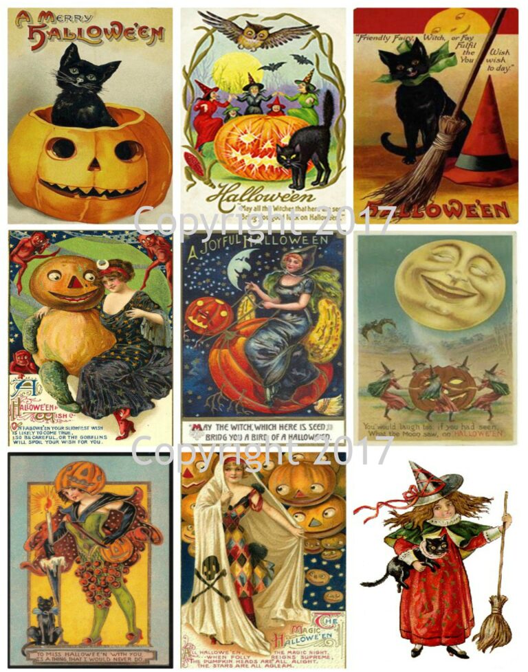 Printable Vintage Halloween Cards Collage Sheet 101 Instant Digital Download Halloween Scrapbooking ATC Cards Altered Art JPG And PDF Etsy Canada
