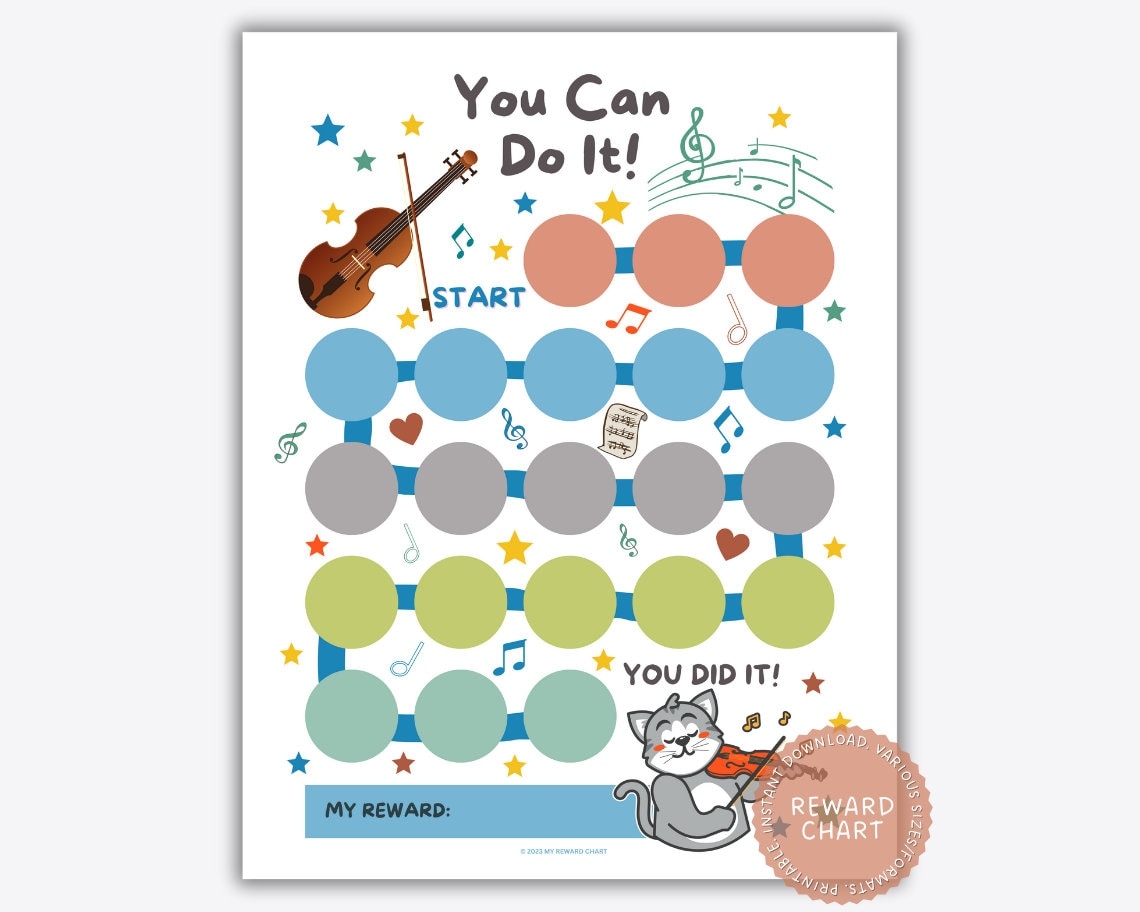 Printable Violin Reward Chart Music Reward Chart Violin Practice Chart Music Practice Chart Violin Sticker Chart Music Practice Chart Etsy