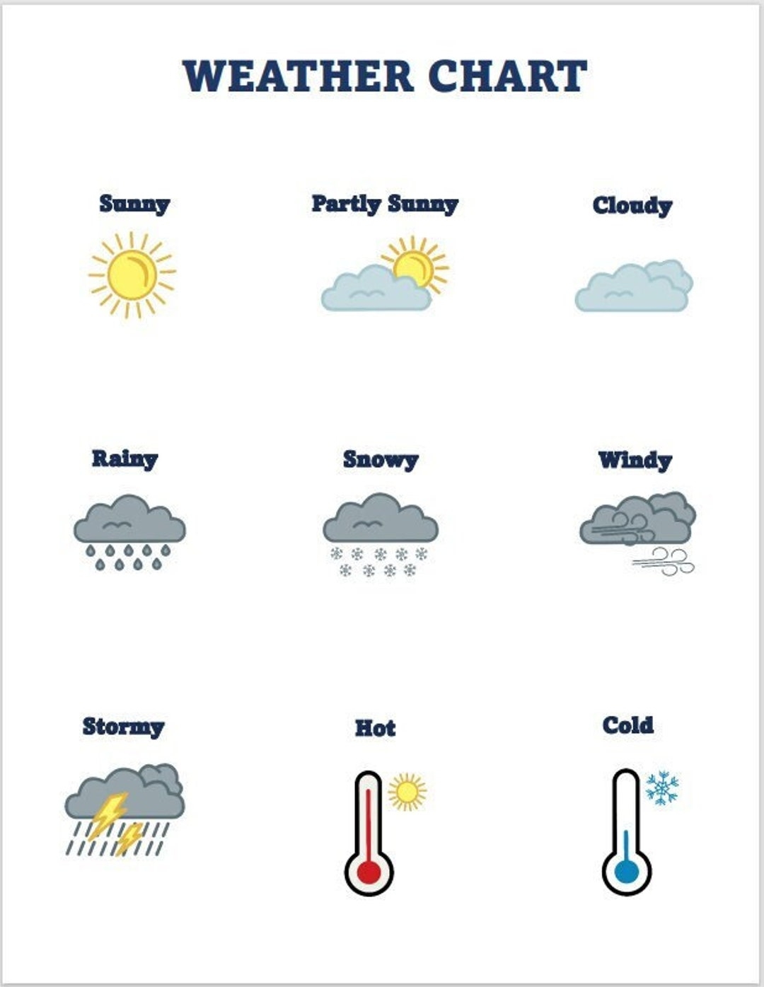 Printable Weather Chart Home School Chart For Types Of Weather 