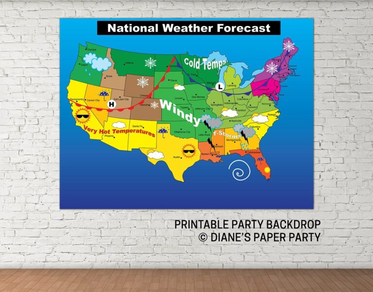 Printable Weather Map Instant Download Printable Weather Map Etsy