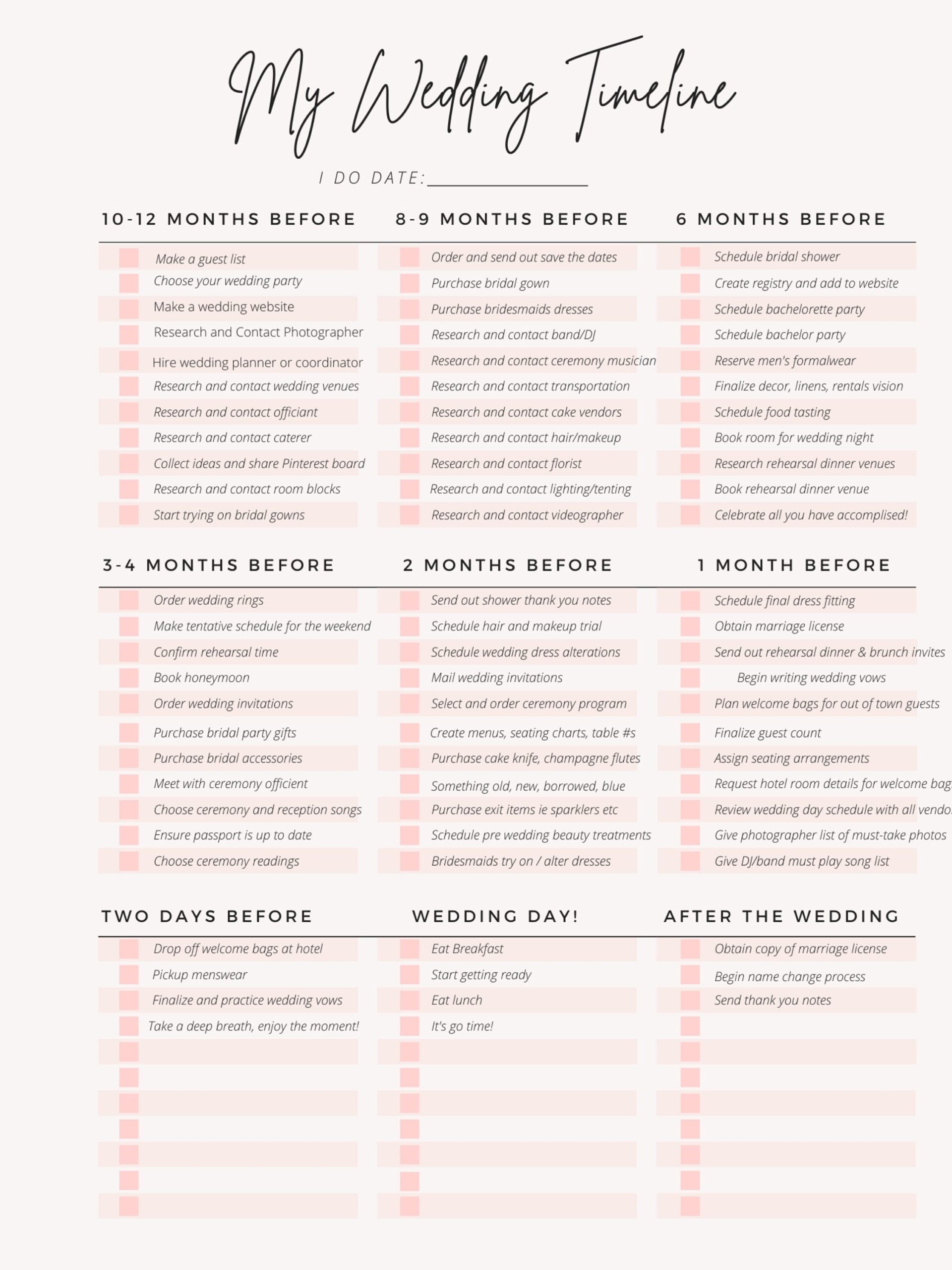 Printable Wedding Planner For Download Wedding Planning Timeline Wedding Planning Timeline Checklist Wedding Planner Printable Etsy