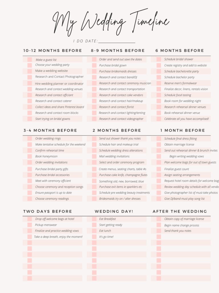Printable Wedding Planner For Download Wedding Planning Timeline Wedding Planning Timeline Checklist Wedding Planner Printable Etsy