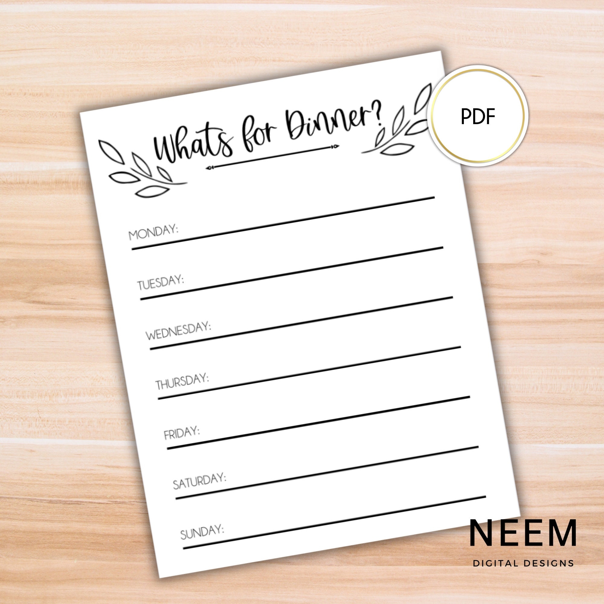 Printable Weekly Dinner Menu Planner What s For Dinner 
