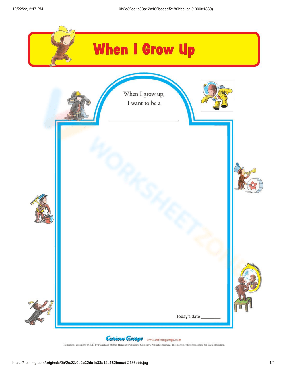 Printable When I Grow Up Worksheets Download