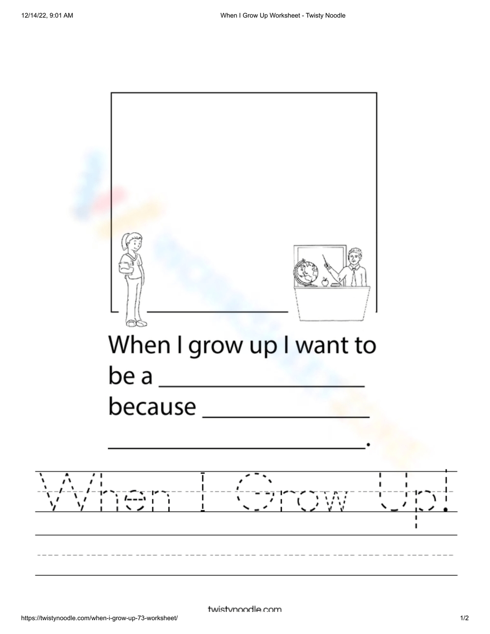 Printable When I Grow Up Worksheets Download
