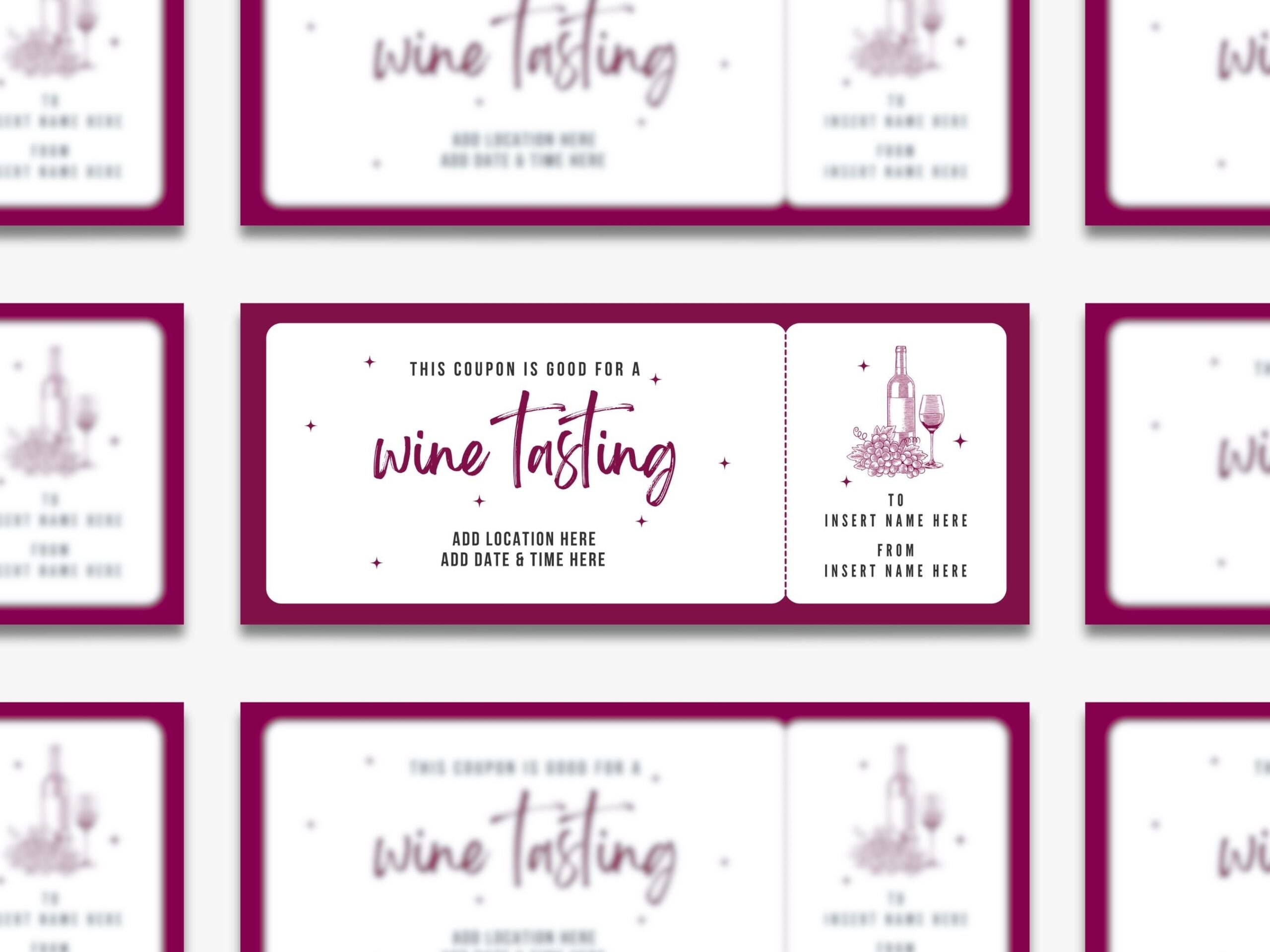 Printable Wine Tasting Coupon Template Editable Winery Ticket Printable Wine Tasting Coupon Template Editable Winery Ticket