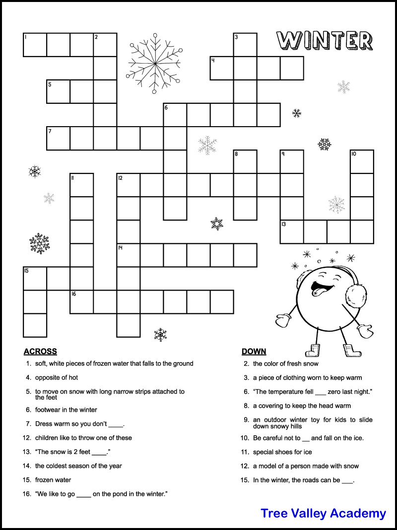 4th grade crossword puzzles printable