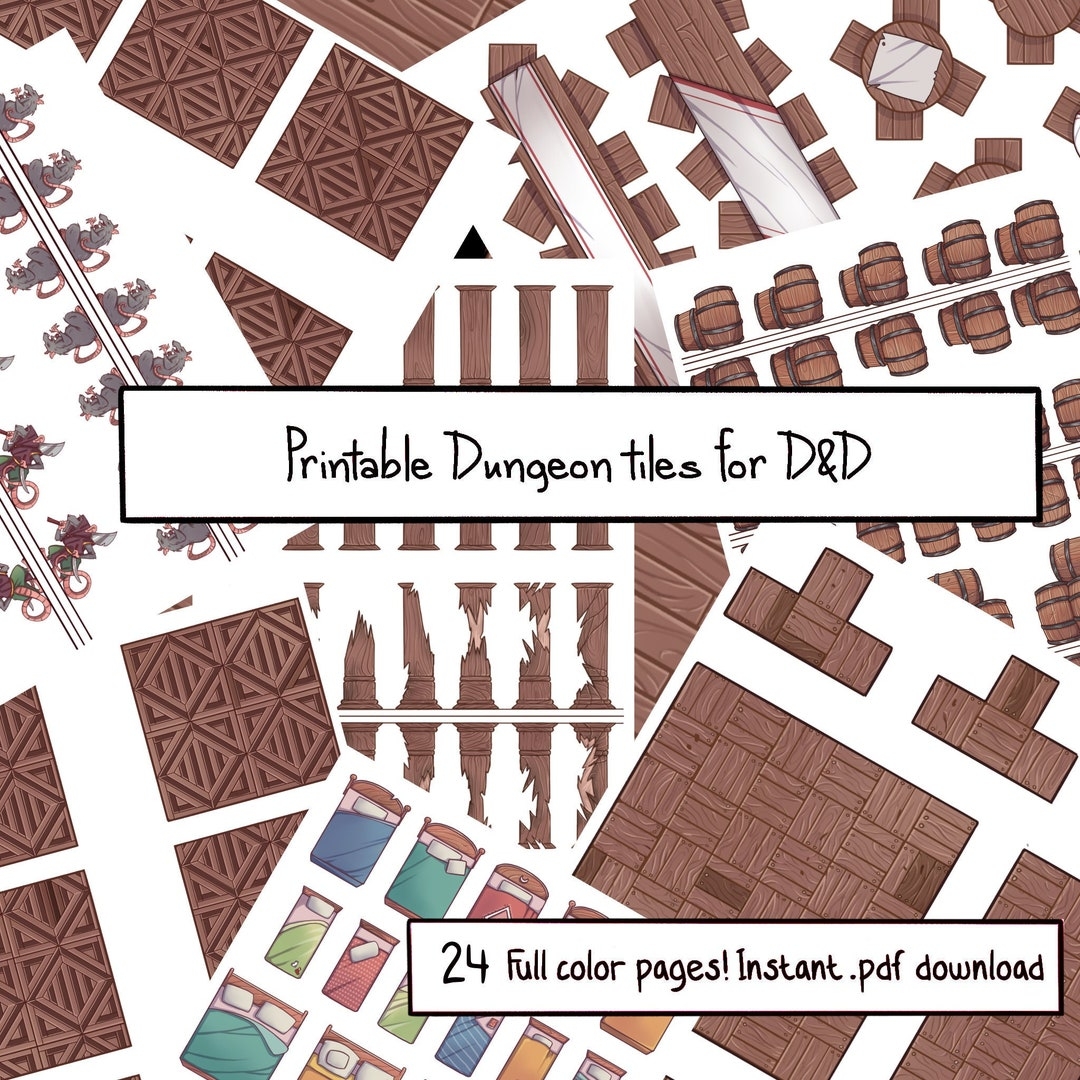 Printable Wooden Dungeon Tiles Set dnd ttrpg Rpg Pathfinder Instant Download Etsy