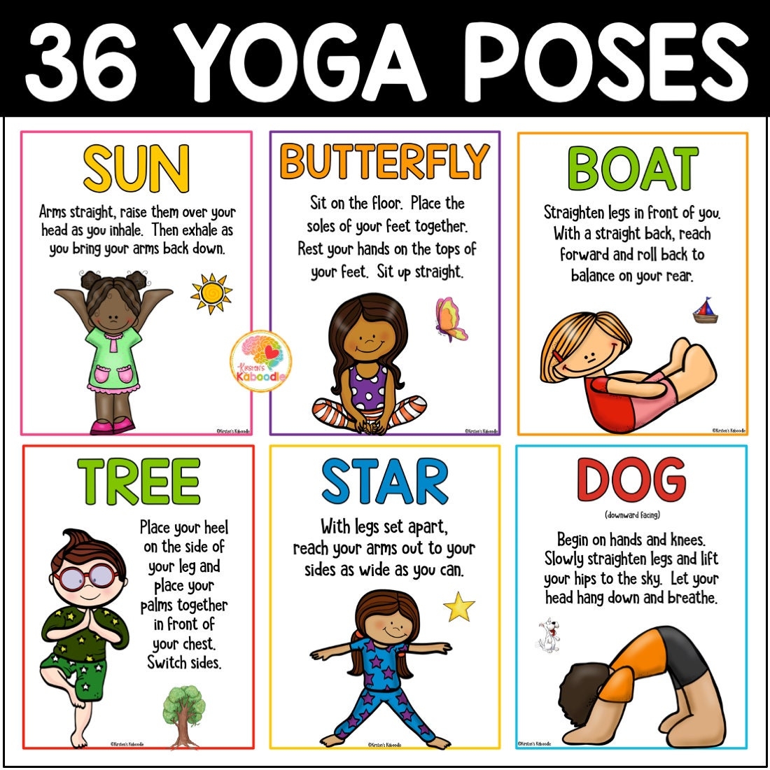 Printable Yoga Cards For Kids Yoga Poses Posters For Cool Down Printable Yoga Cards For Kids Yoga Poses Posters For Cool Down