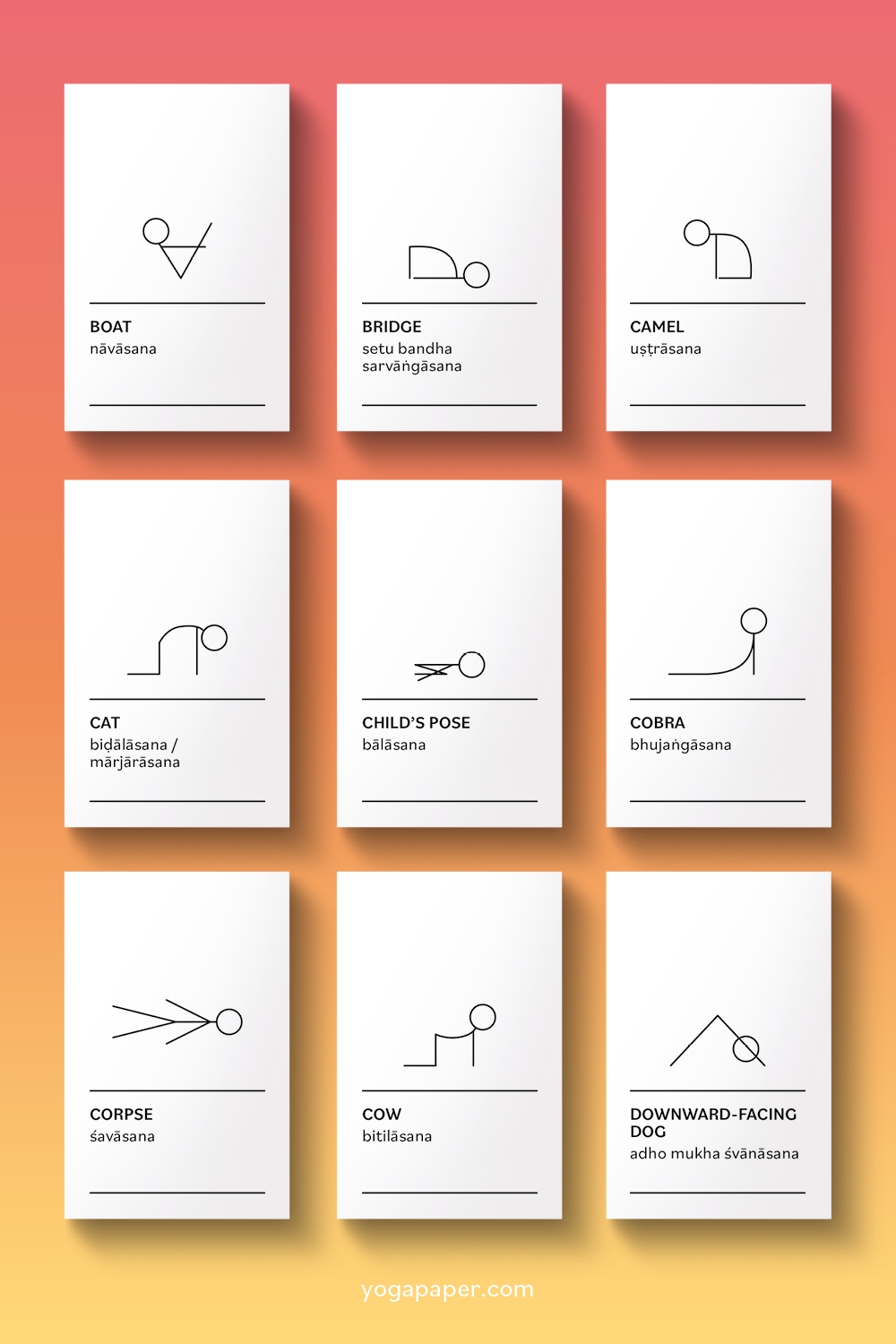 Printable Yoga Cards With Stick Figures Yoga Paper Printable Yoga Cards With Stick Figures Yoga Paper