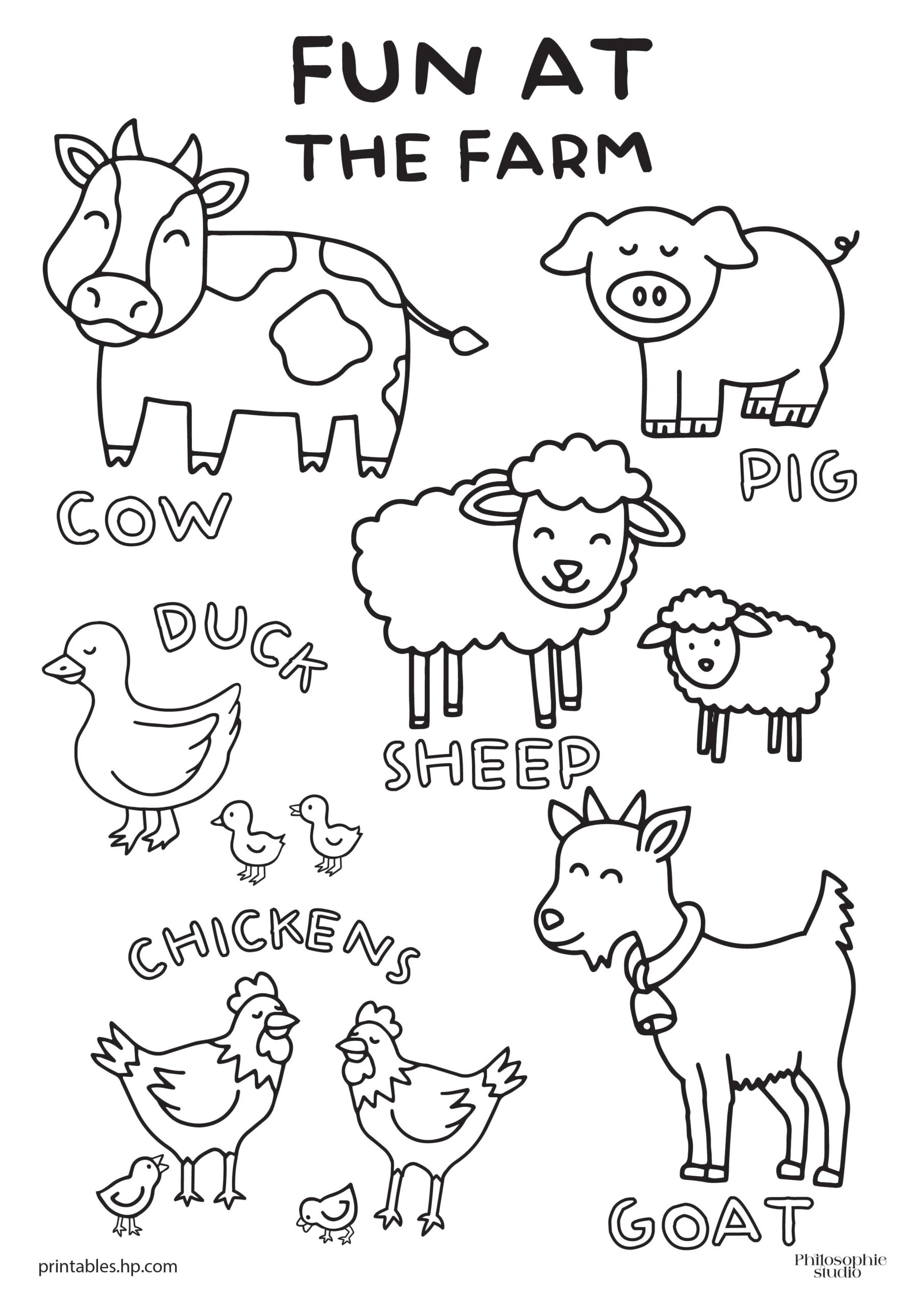 free printable coloring pages farm animals