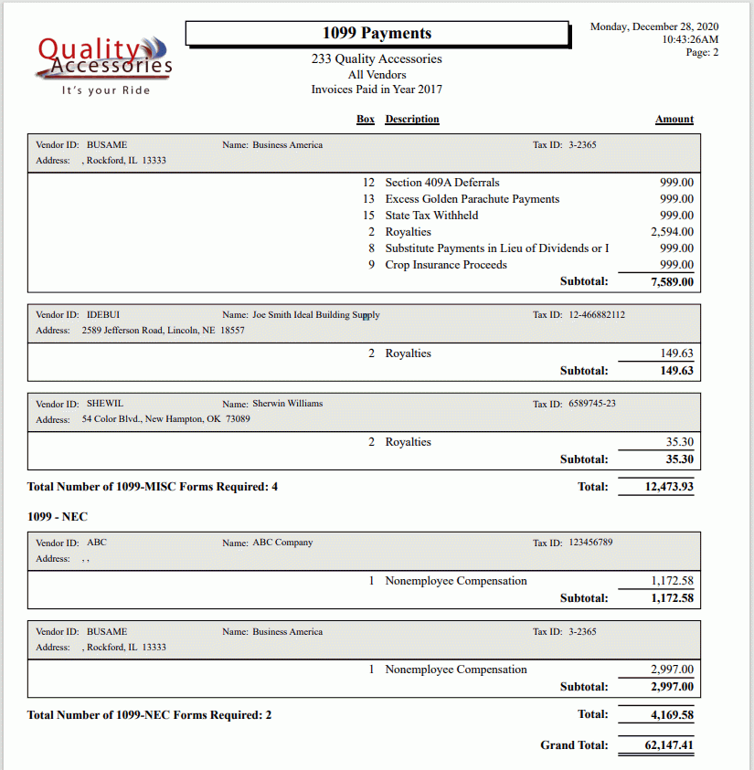 Printing 1099 Forms