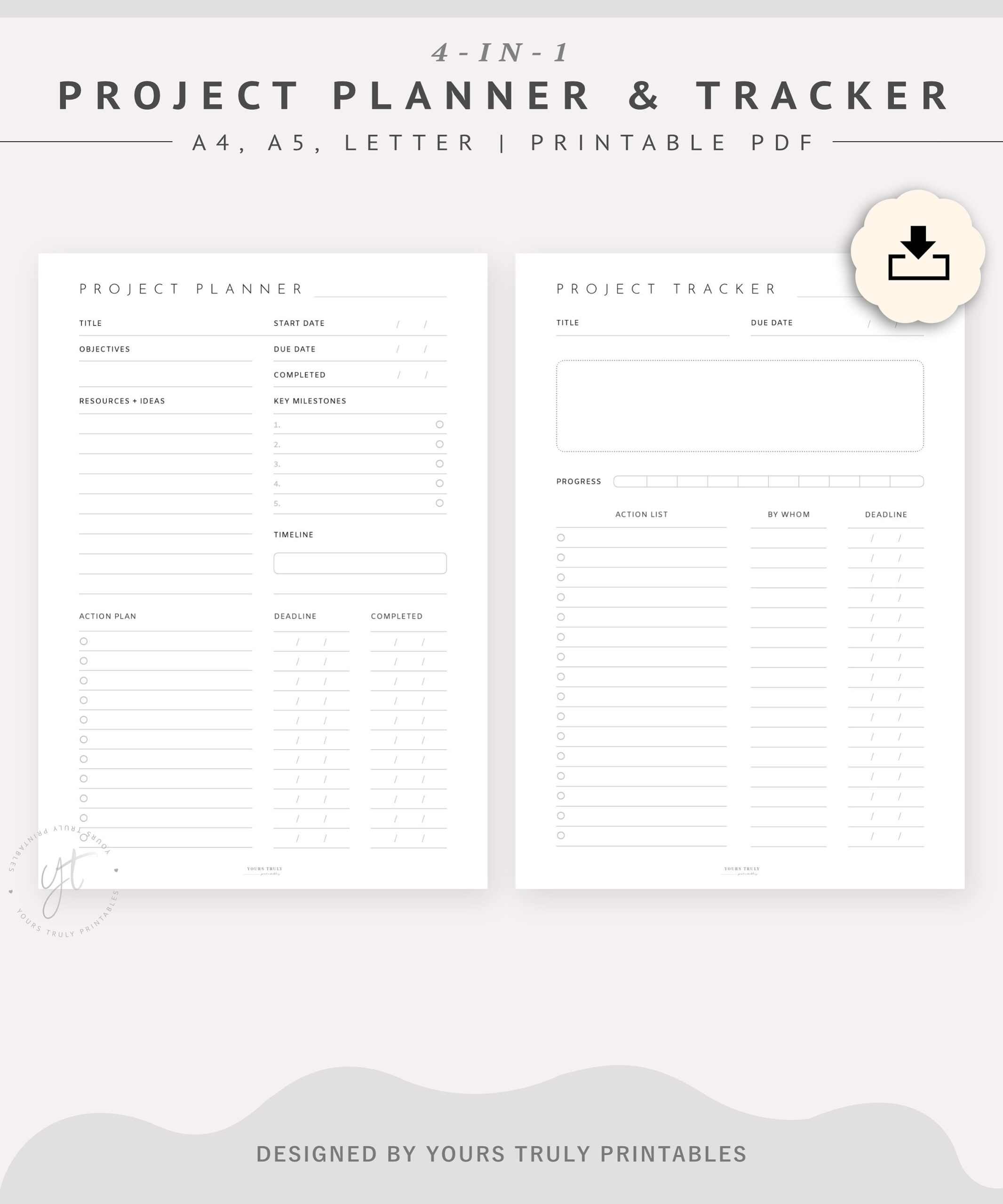 free printable project planner template