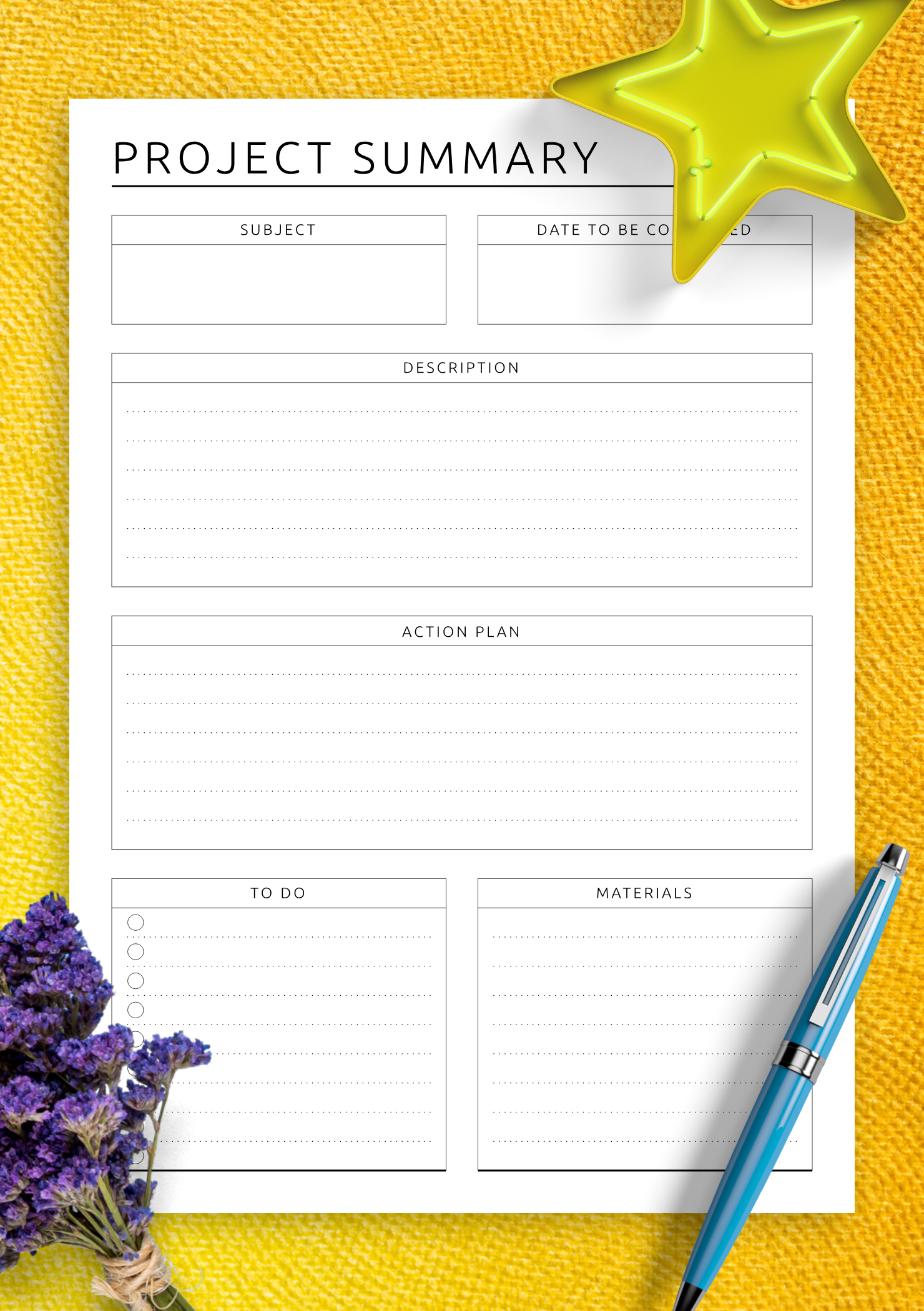 Project Planning Template Structured U0026 Customizable PDF Tool