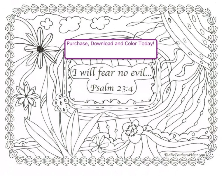 Psalm 23 4 Downloadable Scripture Coloring Page 