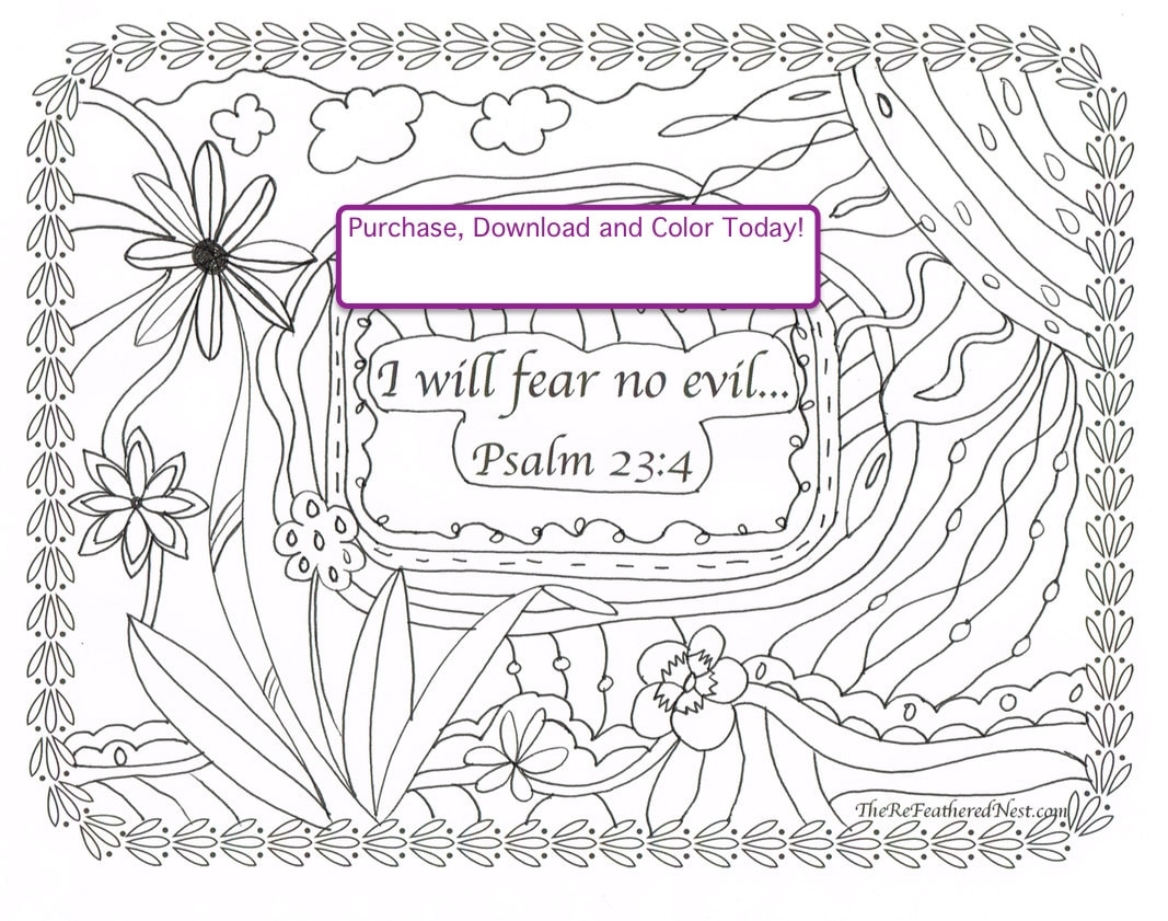 Psalm 23 4 Downloadable Scripture Coloring Page 
