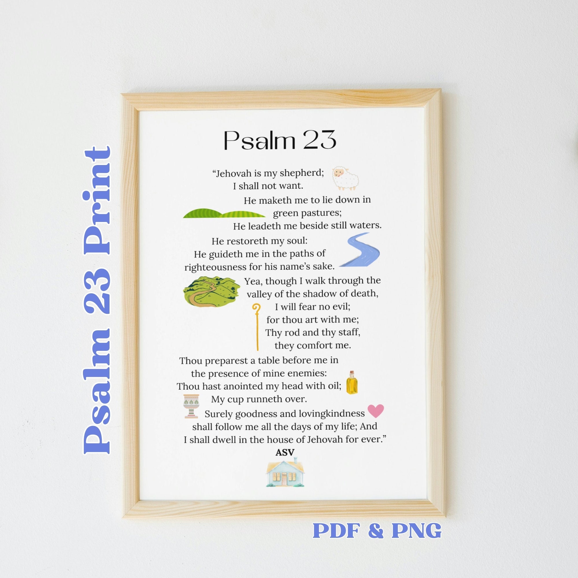 Psalm 23 Psalm 23 Wall Art Psalm 23 Print Psalm 23 Poster 