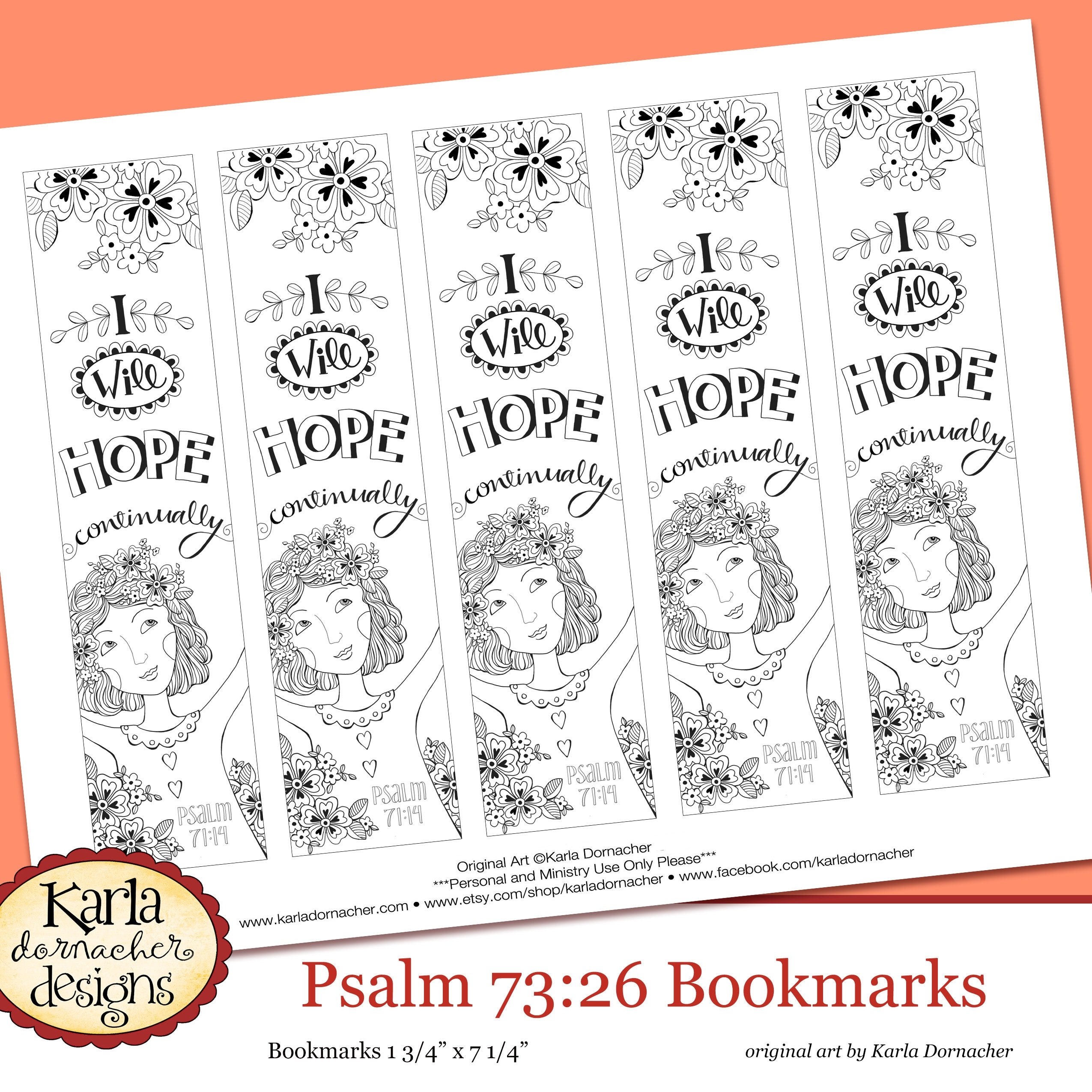 PSALM 71 Continual HOPE Bible Journaling Bookmarks Color Your Own INSTANT Download Art Print Coloring Page Womens Ministry Etsy Canada