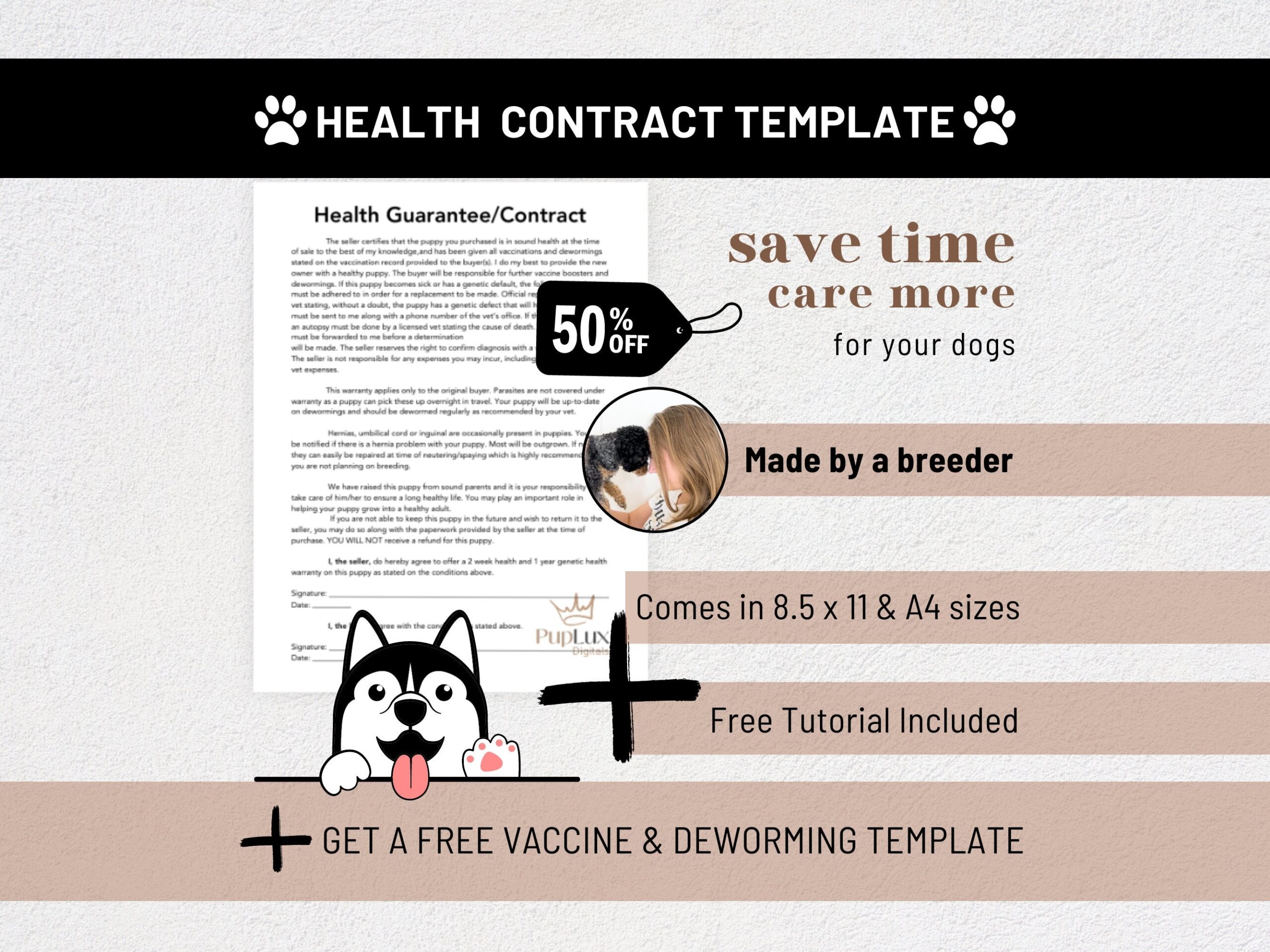 Puppy Health Guarantee Contracts Editable Etsy
