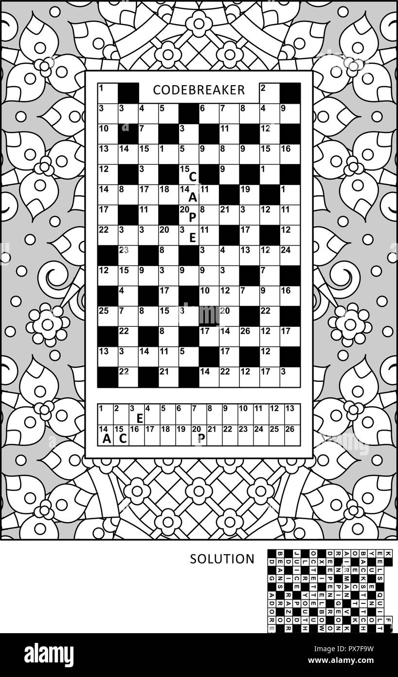 Puzzle And Coloring Activity Page For Grown ups With Codebreaker Puzzle And Coloring Activity Page For Grown ups With Codebreaker