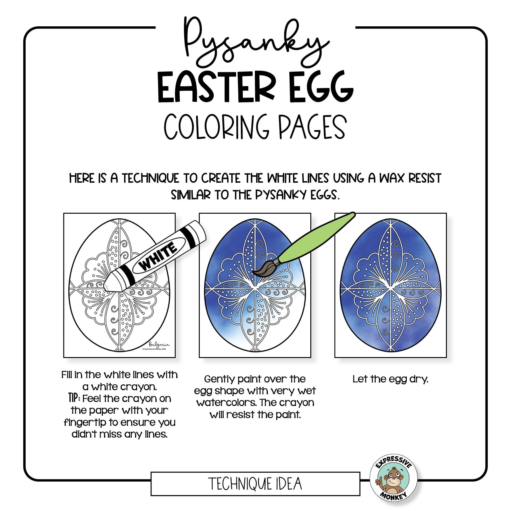 Pysanky Eggs Coloring Pages Expressive Monkey