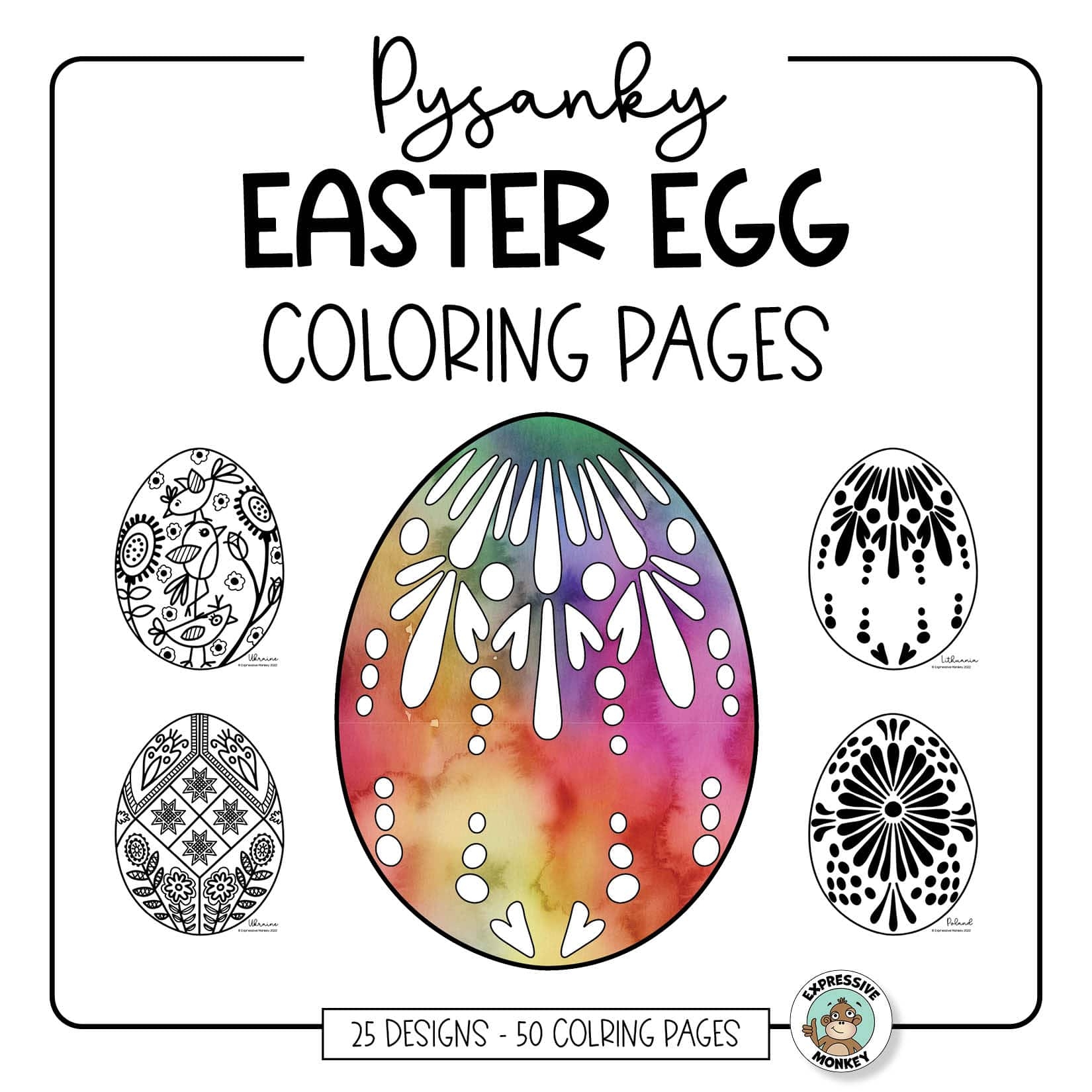 Pysanky Eggs Coloring Pages Expressive Monkey