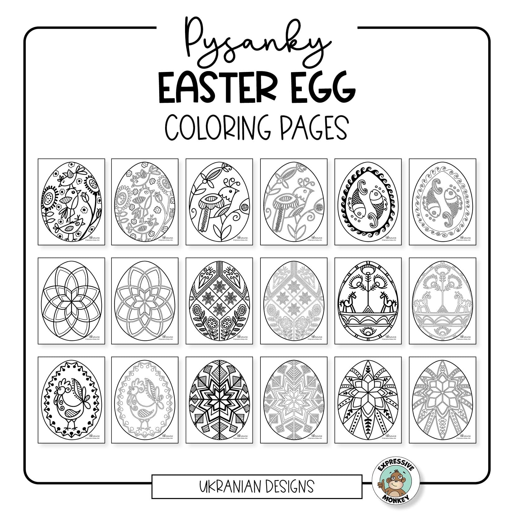 Pysanky Eggs Coloring Pages Expressive Monkey